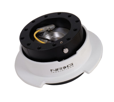 NRG Quick Release Kit Gen 2.5 - Black / White Ring with Finger Grooves, performance car parts, buy from DTX Performance shop