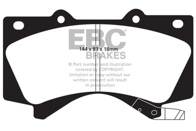 EBC 08+ Lexus LX570 5.7 Greenstuff Front Brake Pads for performance car parts at DTX Performance.