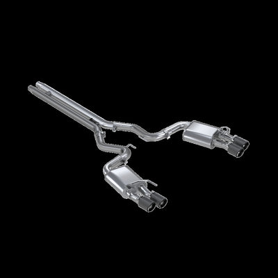 MBRP 18-20 Ford Mustang GT 5.0 Quad Tip Active Exhaust Cat Back Split Rear T304 w/ Carb Fib Tips, high performance car parts