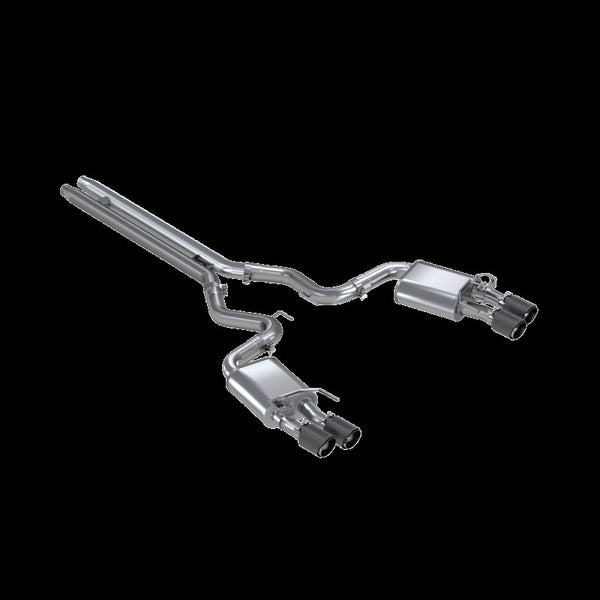 MBRP 18-20 Ford Mustang GT 5.0 Quad Tip Active Exhaust Cat Back Split Rear T304 w/ Carb Fib Tips, high performance car parts