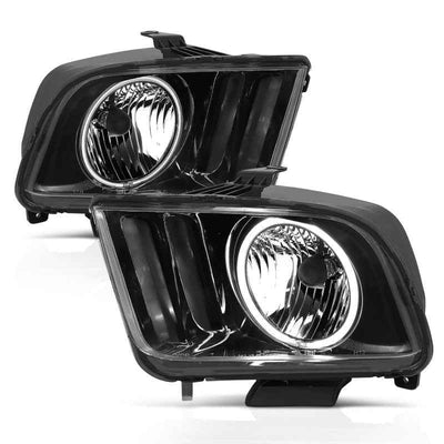 ANZO 2005-2009 Ford Mustang Crystal Headlights w/ Halo Black (CCFL) - performance car parts