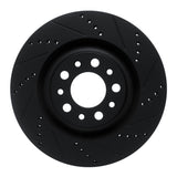 R1 2017-2025 Alfa Romeo Stelvio Rear Right Drilled & Slotted Black Brake Rotor