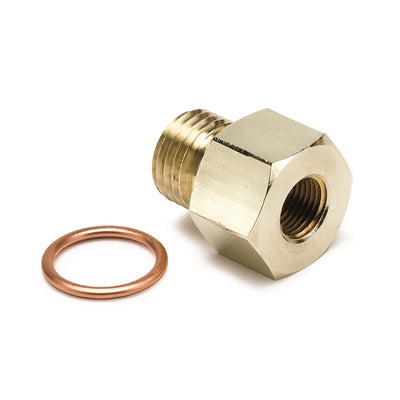 Autometer Oil Pressure 1/8 NPT to M14x1.5 fitting for performance upgrades at DTX Performance; brass adapter for engine parts.