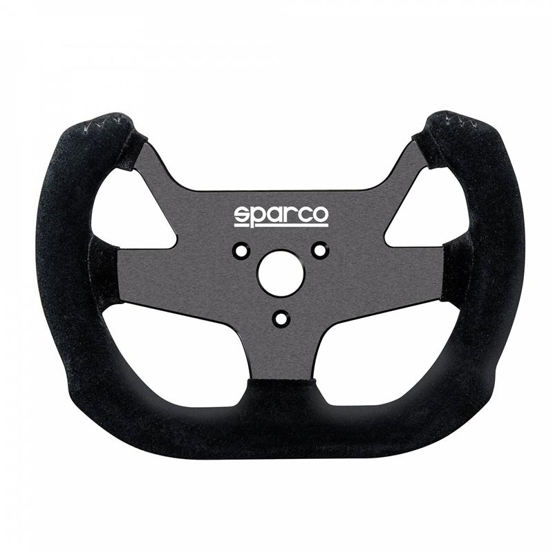 Sparco F10A Suede Black Steering Wheel for racing, available at DTX Performance, ideal for performance car upgrades.