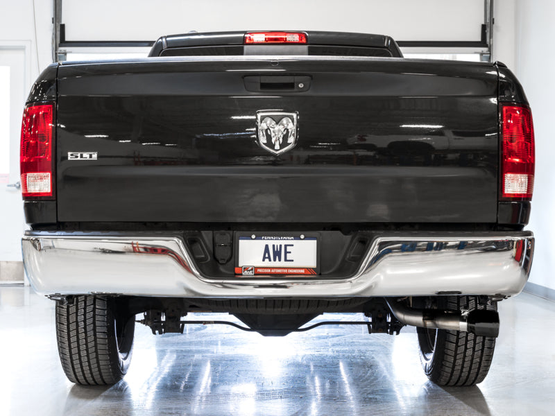 AWE Tuning 09-18 RAM 1500 5.7L (w/o Cutout) 0FG Single Side Exit Cat-Back Exhaust - Diamond Blk Tips - DTX Performance