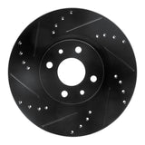R1 2012-2019 Fiat 500E Front Left Drilled & Slotted Black Brake Rotor
