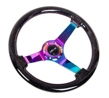 Load image into Gallery viewer, NRG Reinforced Steering Wheel (350mm / 3in. Deep) Classic Blk Sparkle w/4mm Neochrome 3-Spoke Center - Buy at DTX Performance