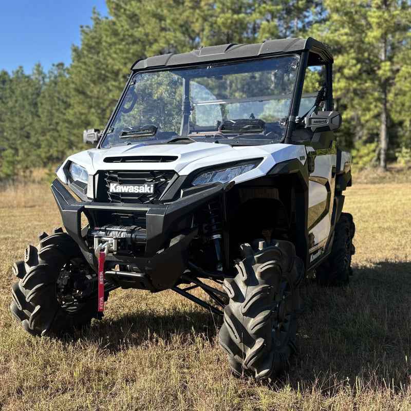 Seizmik 24+Kawasaki Ridge Ranch Tool Less Windshield - UV on ATV in nature setting