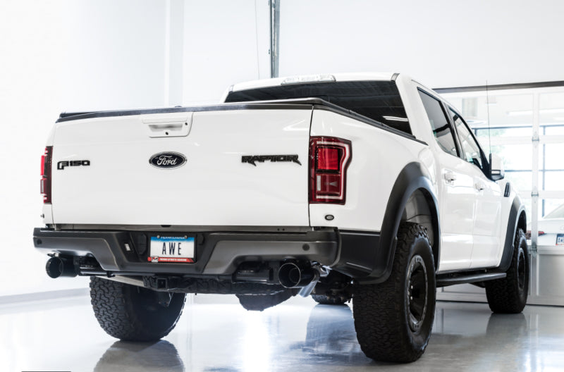 AWE Tuning 2017+ Ford Raptor 0 FG Performance Exhaust System - w/ Diamond Black Tips - DTX Performance