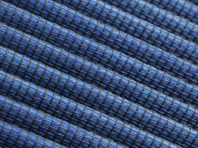 Close view of blue mesh filter layers.