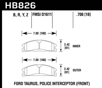 Hawk 13-16 Ford Taurus SHO / 13-16 Lincoln MKS HPS 5.0 Front Brake Pads - high performance brakes from DTX Performance