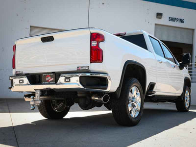 aFe Large Bore-HD 4in 409SS DPF-Back Exhaust System on 20 GM Diesel Truck