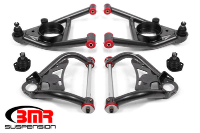 BMR 64-72 A-Body Upper And Lower A-Arm Kit - Black Hammertone for high performance suspension upgrades by DTX Performance.