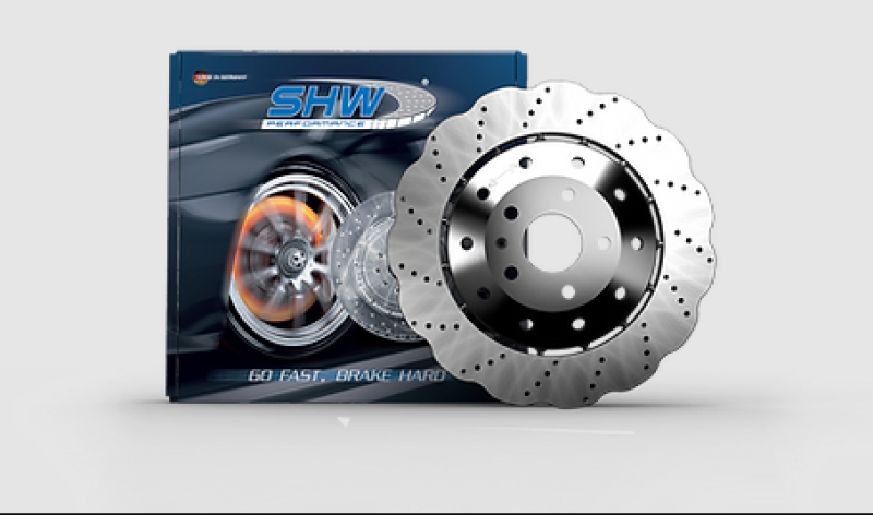 SHW 14-18 Audi RS7 4.0L Rear Cross-Drilled Lightweight Wavy Brake Rotor (4G8615601E), high performance auto parts by DTX Performance