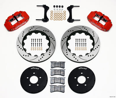 Wilwood Narrow Superlite 6R Front Hat Kit 14.00in Drill Red 1994-2004 Mustang high performance brakes DTX Performance