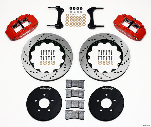 Wilwood Narrow Superlite 6R Front Hat Kit 14.00in Drill Red 1994-2004 Mustang high performance brakes DTX Performance