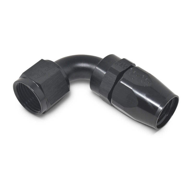 Russell Performance -10 AN Black 90 Degree Full Flow Hose End for performance car parts from veteran owned shop DTX Performance.