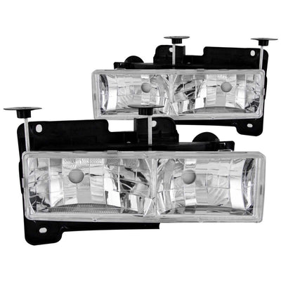 ANZO 1988-1998 Chevrolet C1500 Crystal Headlights Chrome w/o Bulbs - Performance car parts by veteran owned performance shop