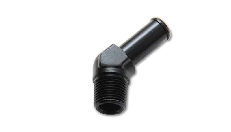 Vibrant 1/2 NPT to 5/8in Barb Straight Fitting 45 Deg Adapter - Aluminum for performance car parts