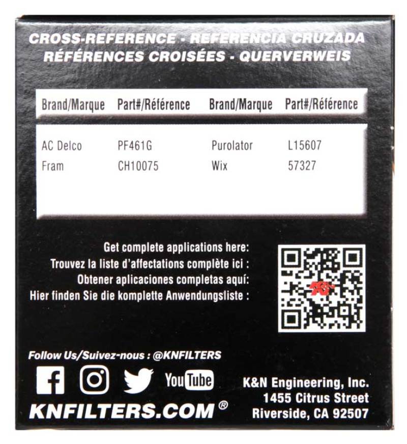 K&N Oil Filter Box Cross-Reference Info