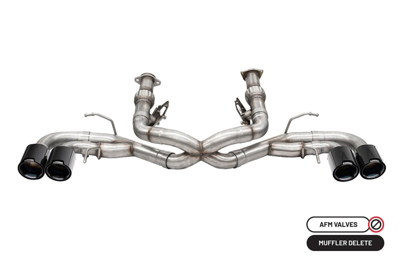 Corsa 20-23 Chevrolet Corvette C8 RWD 3in Track Cat-Back Delete Exhaust w/4.5in CF Black PVD Tips - DTX Performance