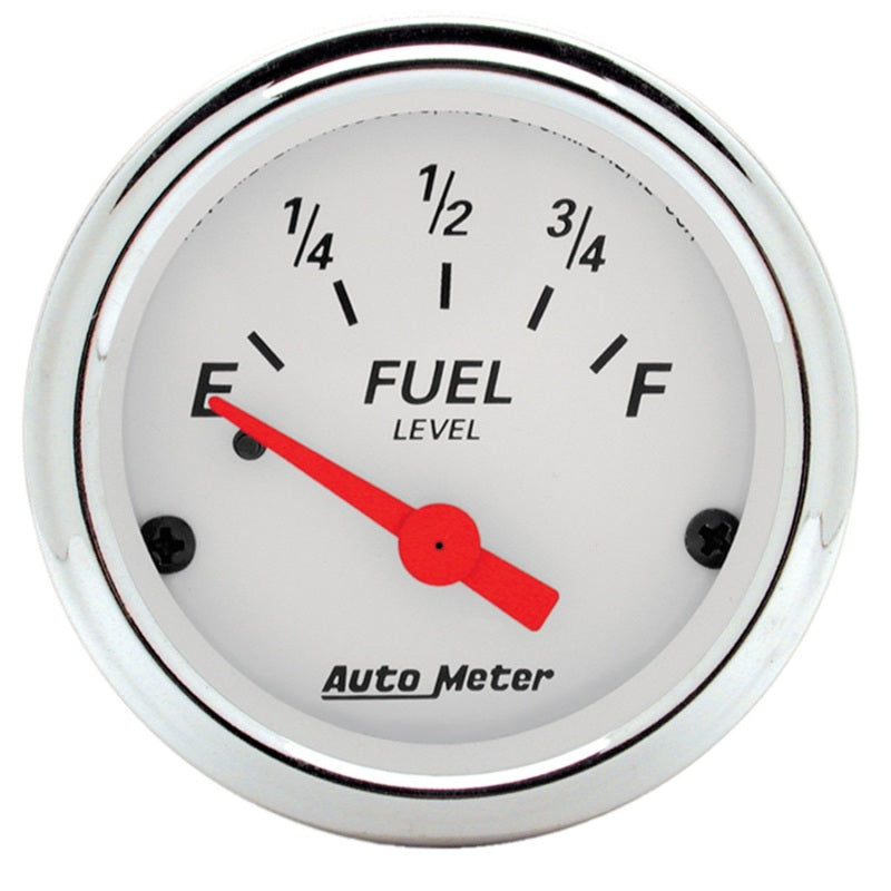 Autometer Arctic White 52mm 0E-90F Short Sweep Electronic Fuel Level Gauge, performance car parts by DTX Performance.
