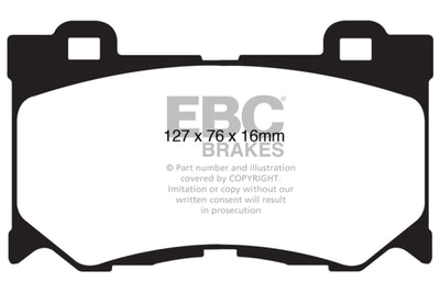 EBC 08-13 Infiniti FX50 5.0 Yellowstuff Front Brake Pads for high performance brakes by DTX Performance.