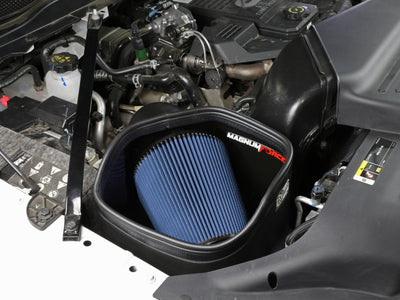 aFe Momentum HD Cold Air Intake System installed in 2019 Dodge Diesel L6-6.7L engine for performance car parts upgrade