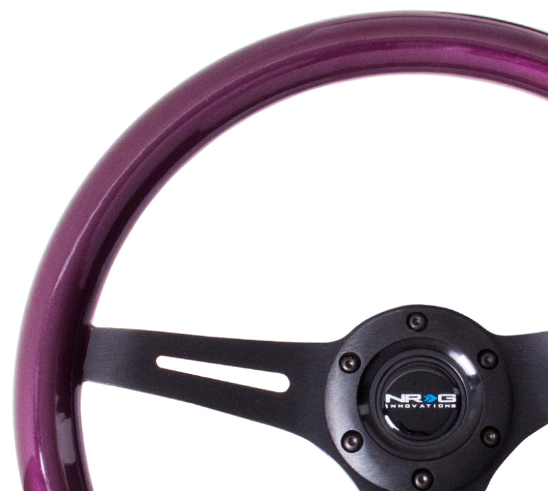 NRG Classic Wood Grain Steering Wheel (350mm) Purple Pearl/Flake Paint w/Black 3-Spoke Center for performance car parts