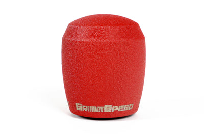 GrimmSpeed Stubby Shift Knob Stainless Steel Red - M12x1.25 for performance upgrades, available at DTX Performance shop.