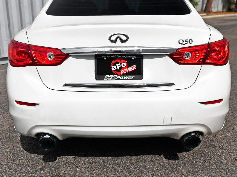 aFe Takeda 2.5in 304 SS Cat-Back Exhaust System w/ Black Tips 16-18 Infiniti Q50 V6-3.0L (tt) - DTX Performance