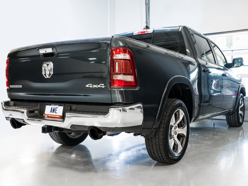 AWE Tuning 19-21 RAM 1500 5.7L (w/Cutouts) 0FG Dual Rear Exit Cat-Back Exhaust - Diamond Black Tips - DTX Performance