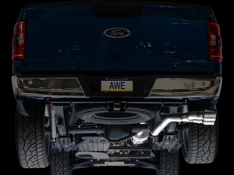 AWE 21-25 Ford F150 (14th Gen Reg Cab) Cat-Back Exhaust - 4.5in Dual Side Exit Chrome Tips, performance car parts, DTX Performance