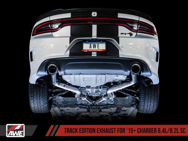 AWE Tuning 2015+ Dodge Charger 6.4L/6.2L Supercharged Track Edition Exhaust - Diamond Black Tips - DTX Performance