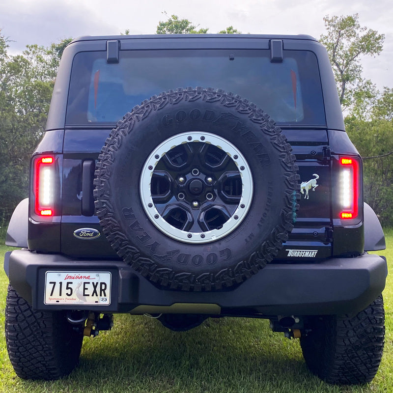 Oracle Lighting 21-22 Ford Bronco Flush Style LED Taillights on vehicle, showcasing performance car parts by DTX Performance.