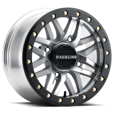 Raceline A91MA Ryno 15x7in/4x156 BP/10mm Offset/132.5mm Bore - Machined & Black Ring Beadlock Wheel, high performance auto parts