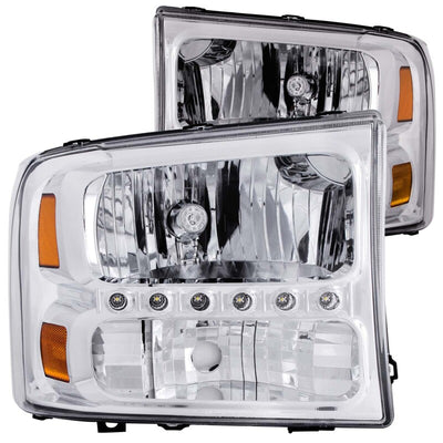 ANZO 2000-2004 Ford Excursion Crystal Headlights Chrome w/ LED 1pc, performance car parts, DTX Performance, auto parts, easy install