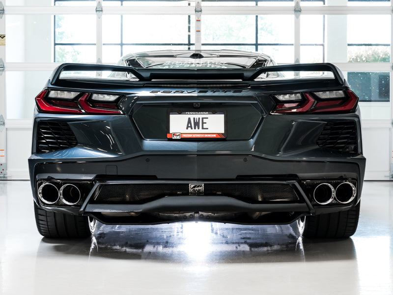 AWE Tuning 2020 Chevrolet Corvette (C8) Track Edition Exhaust - Quad Chrome Silver Tips - DTX Performance