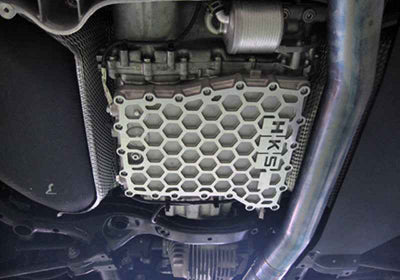 HKS 09-10 Nissan GT-R Transmission Oil Pan Upgrade for performance car parts by DTX Performance. Veteran owned performance shop.