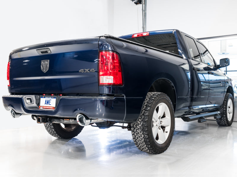 AWE Tuning 09-18 RAM 1500 5.7L (w/Cutouts) 0FG Dual Rear Exit Cat-Back Exhaust - Chrome Silver Tips - DTX Performance