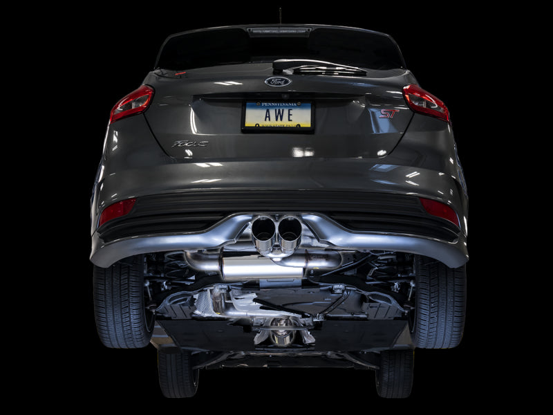 AWE Tuning Ford Focus ST Touring Edition Cat-back Exhaust - Resonated - Chrome Silver Tips - DTX Performance