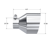 Load image into Gallery viewer, MBRP Universal T304 Stainless Steel Tip 2.5in ID / 5in OD Out / 6.5in Length Angle Cut Single Wall for performance car parts