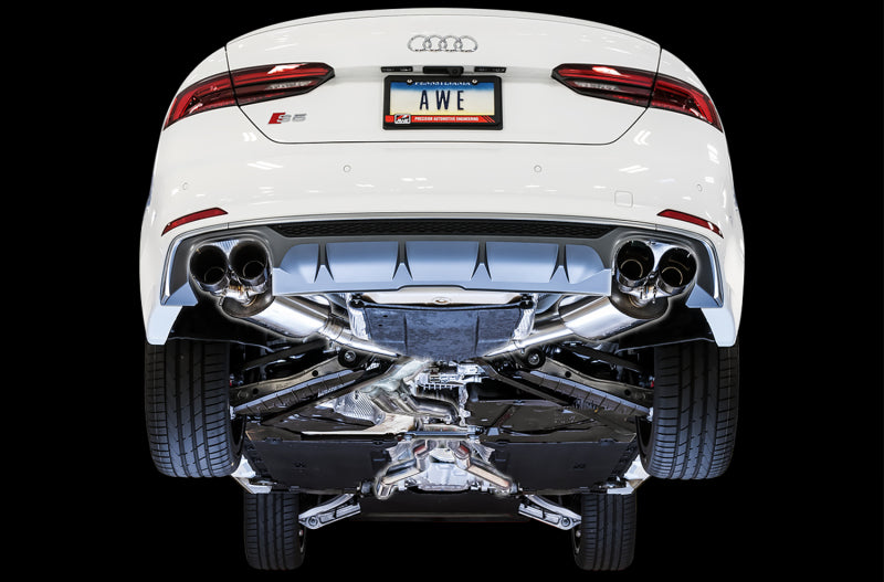 AWE Tuning Audi B9 S5 Sportback Touring Edition Exhaust - Non-Resonated (Black 102mm Tips) - DTX Performance