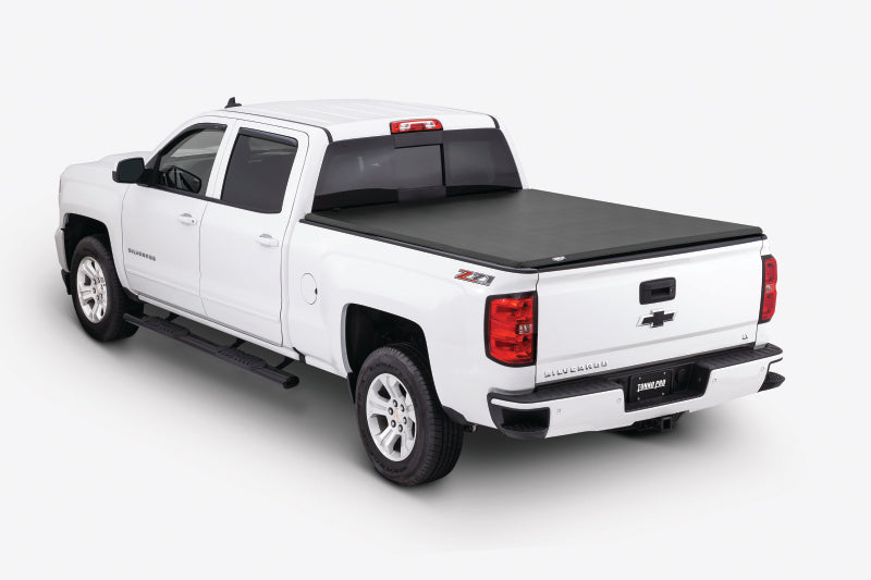 Tonno Pro 73-83 Chevy C10 Pickup 6.6ft Fleetside Tonno Fold Tri-Fold Tonneau Cover on white truck bed