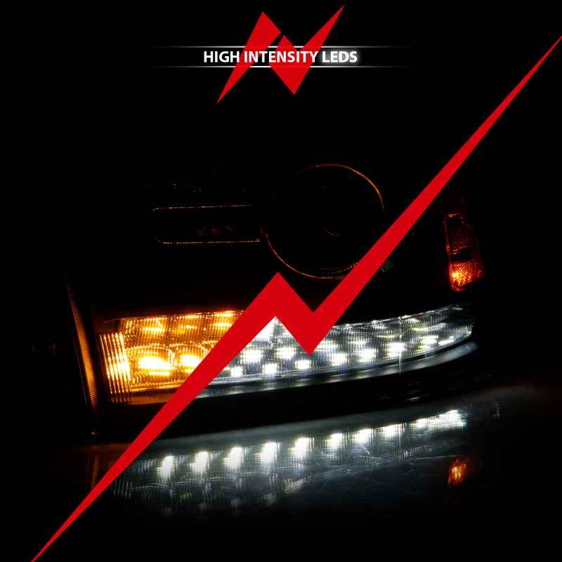 ANZO 2009-2018 Dodge Ram 1500 Projector Headlights Plank Style Halo w/Switchback Matte Black