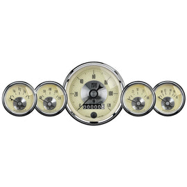 AutoMeter Gauge Kit 5 Pc 3-3/8in. & 2-1/16in. Elec Speedo W/Wheel Odo Prestige Antq. Ivory for performance car upgrades