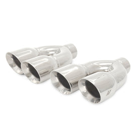 Mishimoto Universal Steel Muffler Tip 2.5in Inlet Dual Y Polished for high performance car parts, exhaust systems, and tuning upgrades