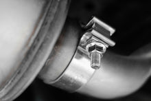 Load image into Gallery viewer, MBRP 2016 Toyota Tacoma 3.5L Cat Back Single Side Exit Black Exhaust System clamp detail, performance exhaust systems by DTX Performance.