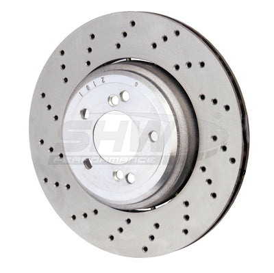 SHW 08-13 BMW M3 4.0L Left Rear Cross-Drilled Lightweight Brake Rotor, performance car parts from DTX Performance