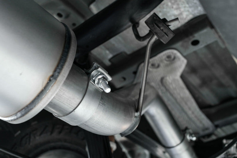 MBRP 2019 Ford Ranger Ecoboost 2.3L 4in OD Tip Single Side Exit 3in AL Cat Back exhaust system close-up for performance upgrades